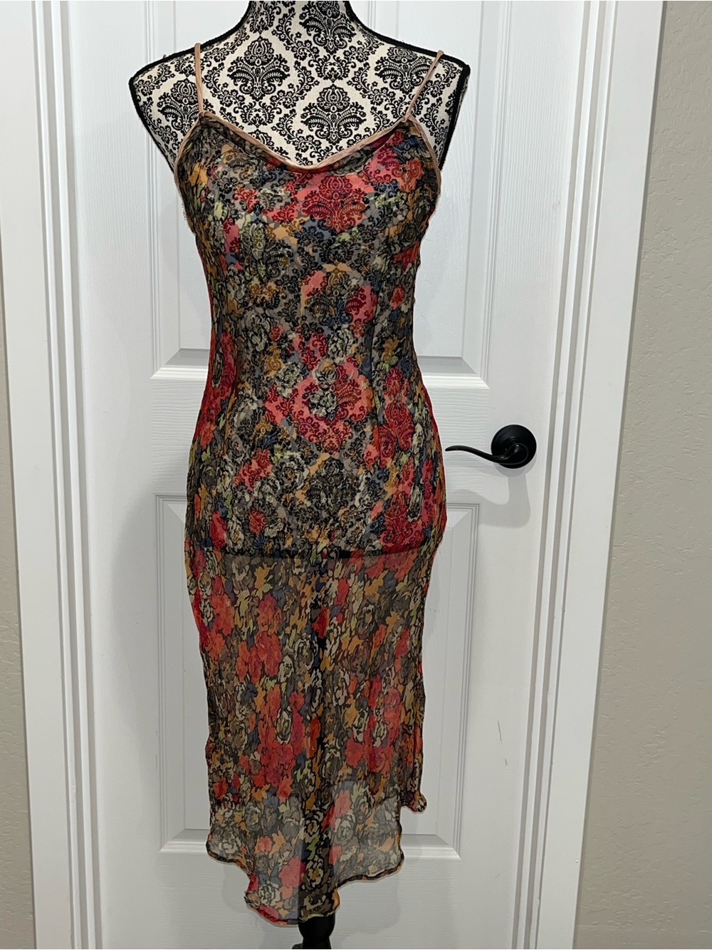 Voyage, Invest In Yourself/ Neiman  Marcus Tag Silk Sheer Floral Midi- 90's